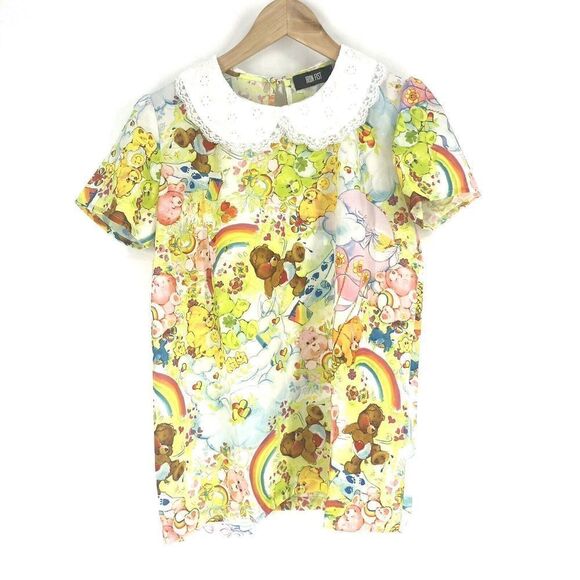 Iron Fist Top Size Small Spring Fling Girly Care Bear Print Rainbow Blouse Shirt - Picture 1 of 9